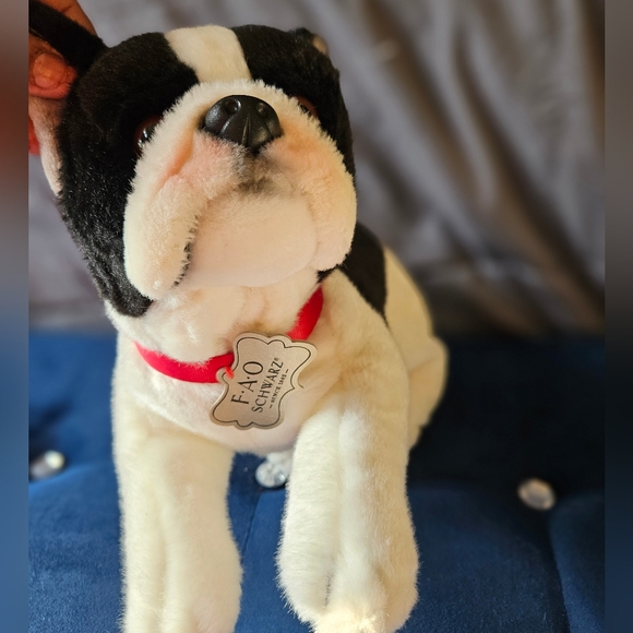 FAO Schwarz Plush Dog Boston Terrier Stuffed Animal Puppy - - Picture 5 of 7